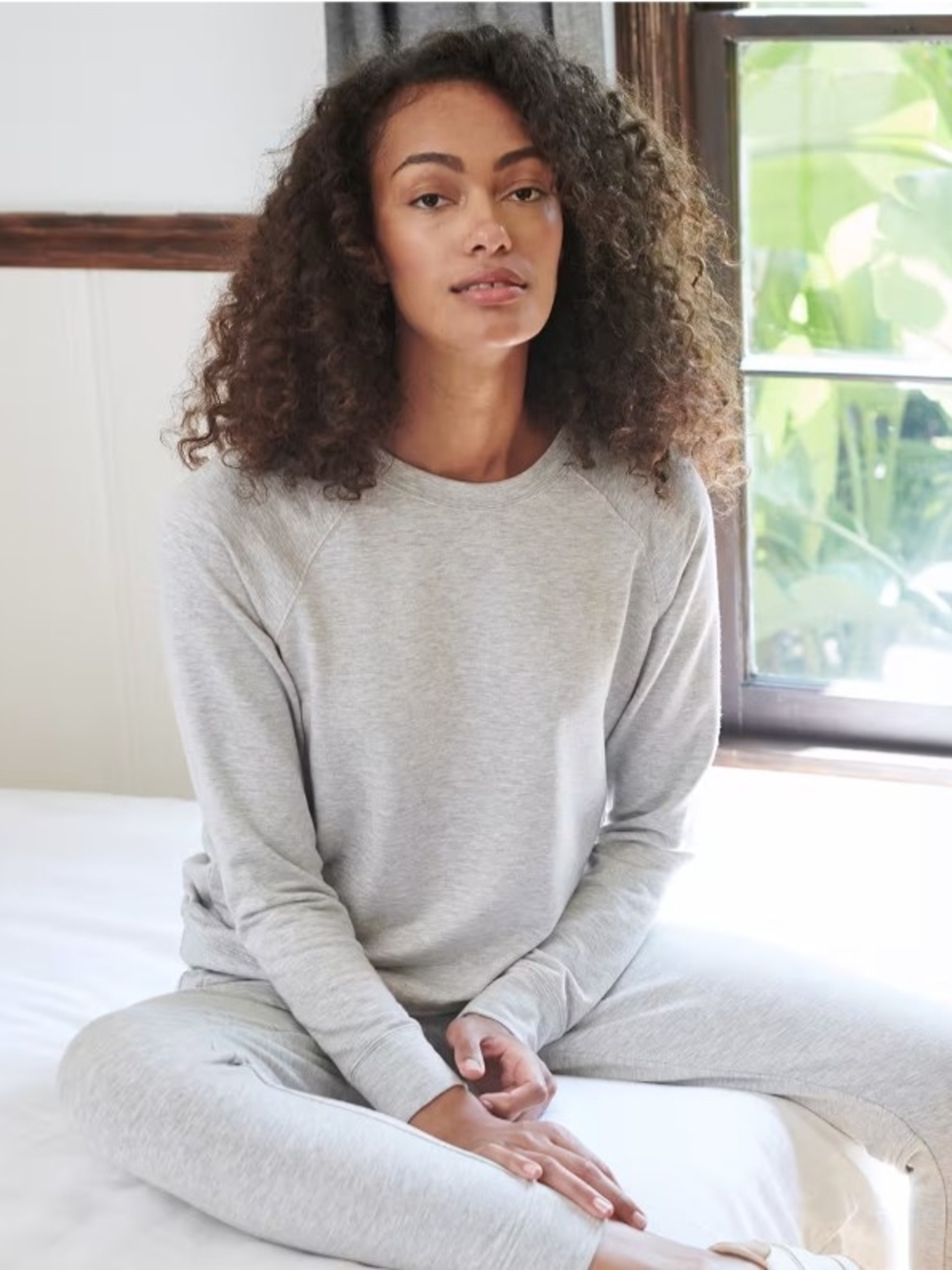 Quince SuperSoft Fleece Crewneck Sweatshirt Light Heather Grey Size Small